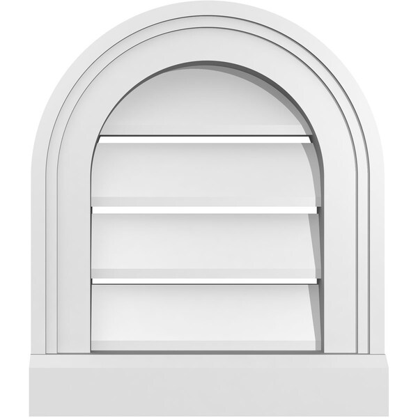Ekena Millwork Round Top Surface Mount PVC Gable Vent: Functional, w/ 2"W x 2"P Brickmould Sill Frame, 12"W x 14"H GVPRT12X1403SF - main